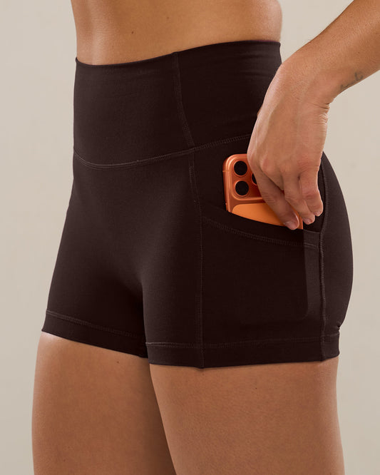 Mavora PocketFit Shorts (Petite 3") - Ganache