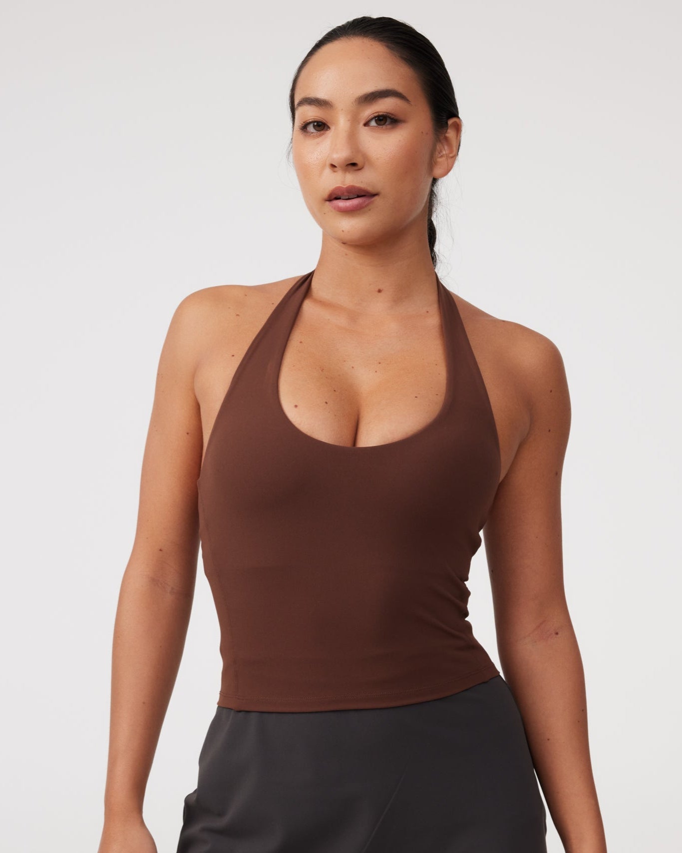 Mavora Halter Longline Sport-BH - Chocolate