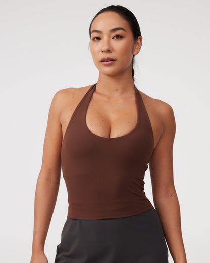 Mavora Halter Longline Sport-BH - Chocolate