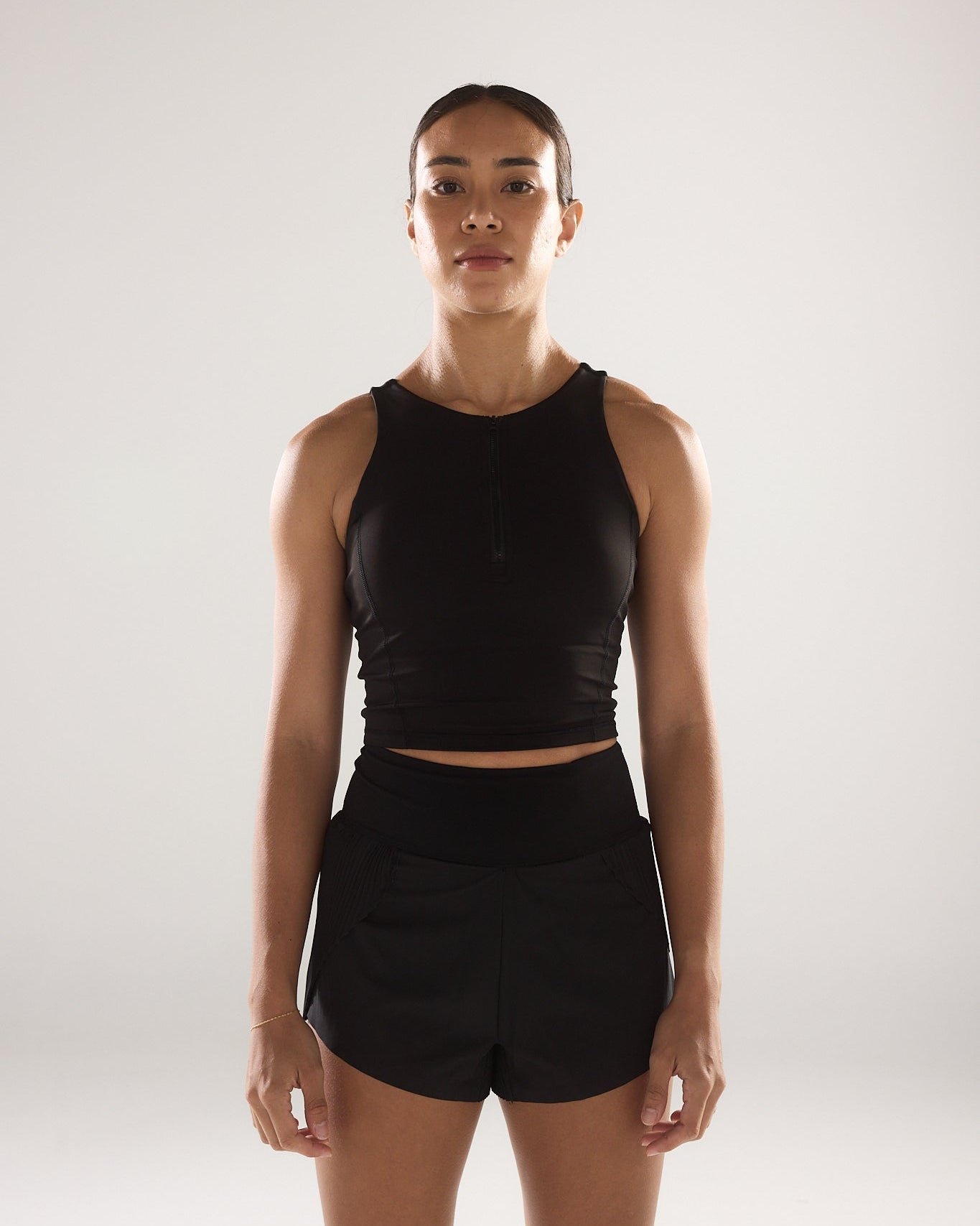 Mavora Race Day High Neck Crop Top - Black Sesame