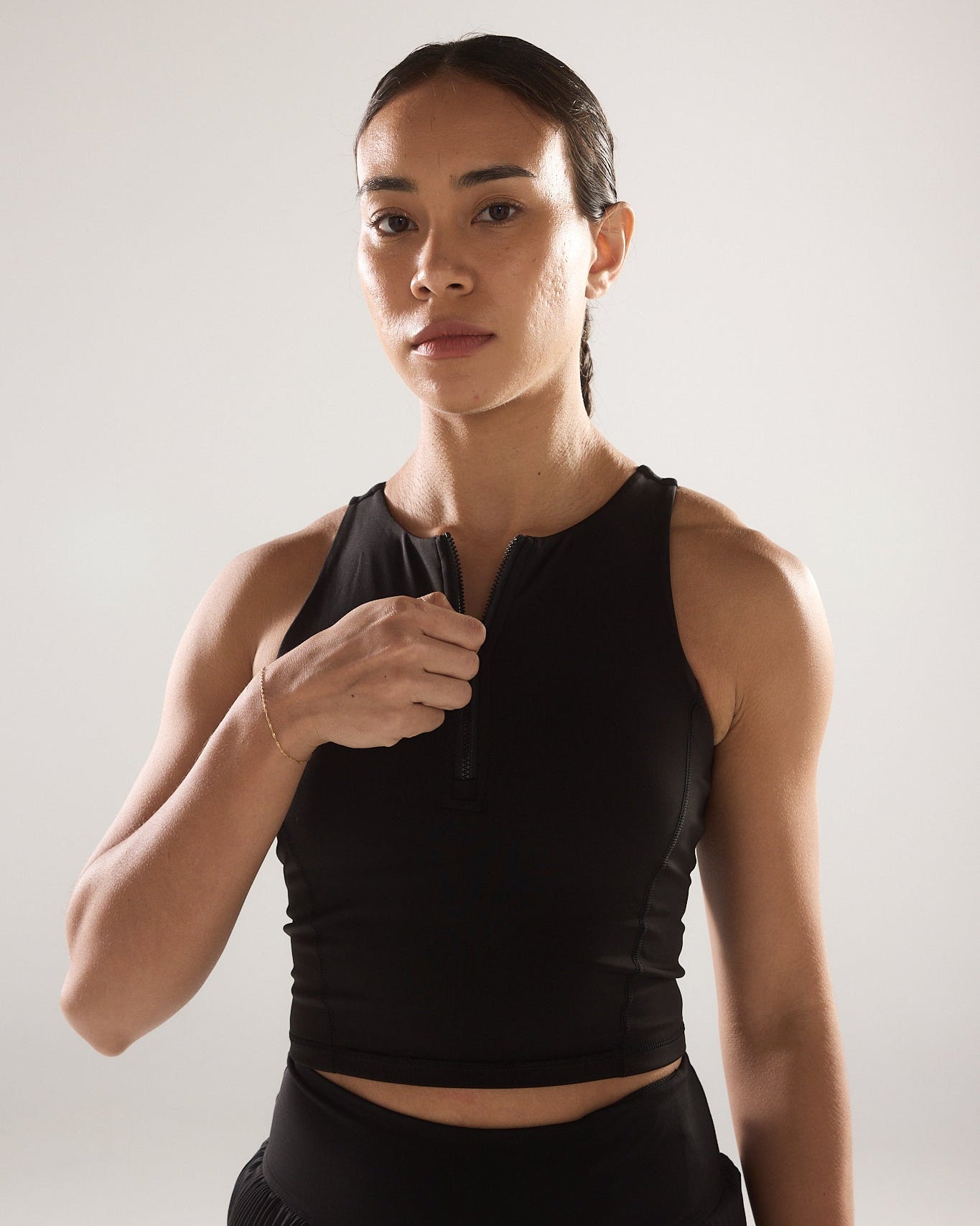 Mavora Race Day High Neck Crop Top - Black Sesame