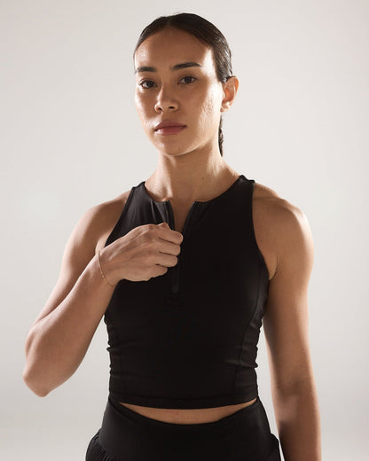 Mavora Race Day High Neck Crop Top - Black Sesame