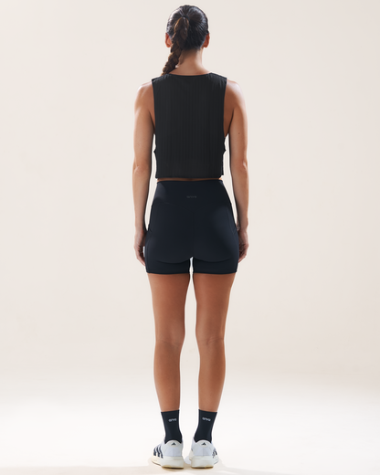 Mavora Easy Run Crop Top Tank Top - Black Sesame