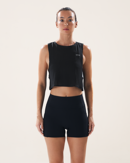 Mavora Easy Run Crop Top Tank Top - Black Sesame