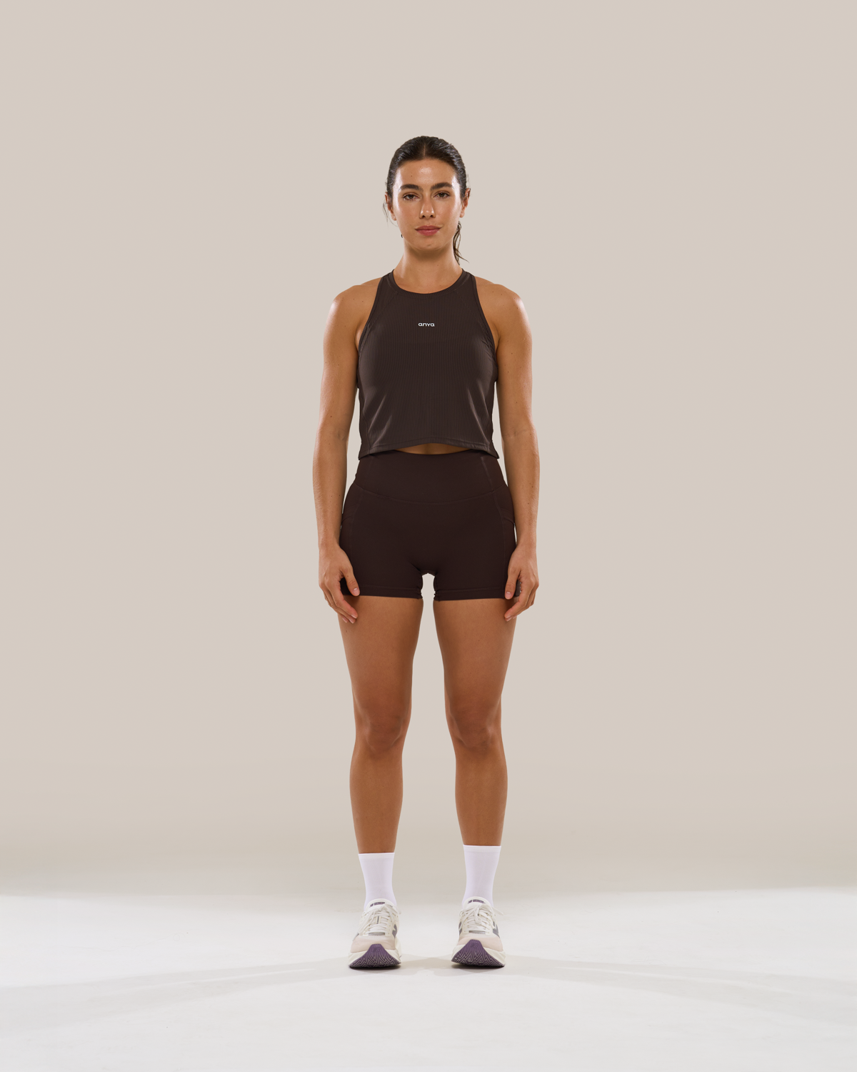 Mavora Bib Crop Top Tank Top - Ganache