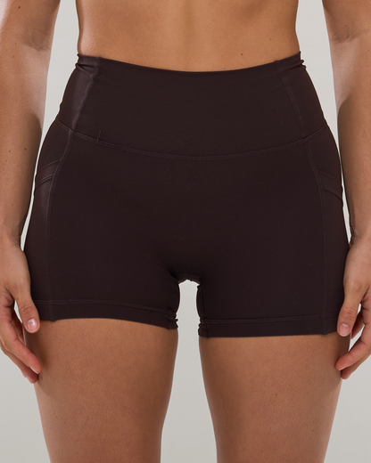 Mavora PocketFit Shorts (Mini 4") - Ganache