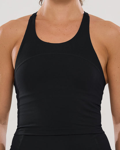 Mavora Flex 2-in-1 Crop Top - Black Sesame